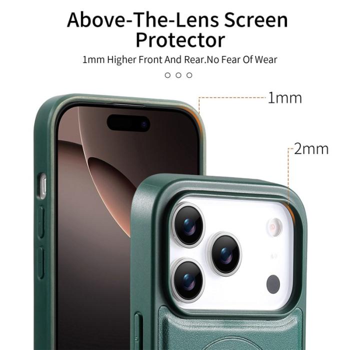 CASENEO - CASENEO iPhone 17 Pro Fodral Magnetiskt KonstLäder - Grön