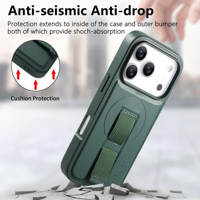 CASENEO - CASENEO iPhone 17 Pro Fodral Magnetiskt KonstLäder - Grön