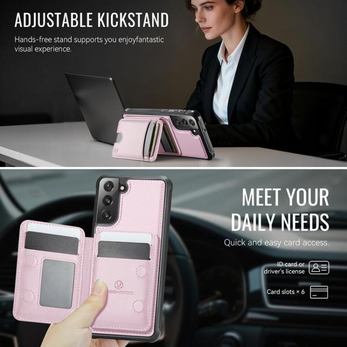 OEM - JEEHOOD Samsung Galaxy S22 5G Fodral KonstLäder - Rosa