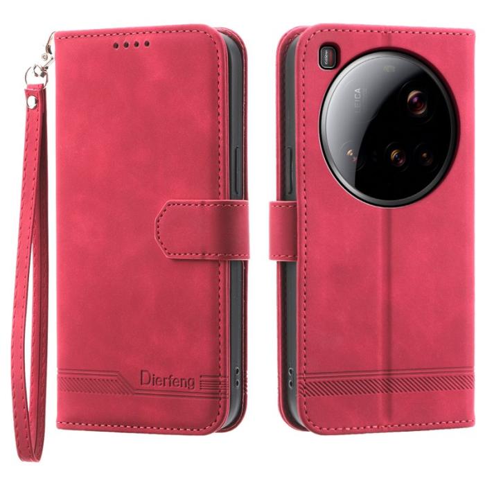 DIERFENG - DIERFENG DF-03 för Xiaomi 15 Ultra Plånboksfodral Konstläder - Röd
