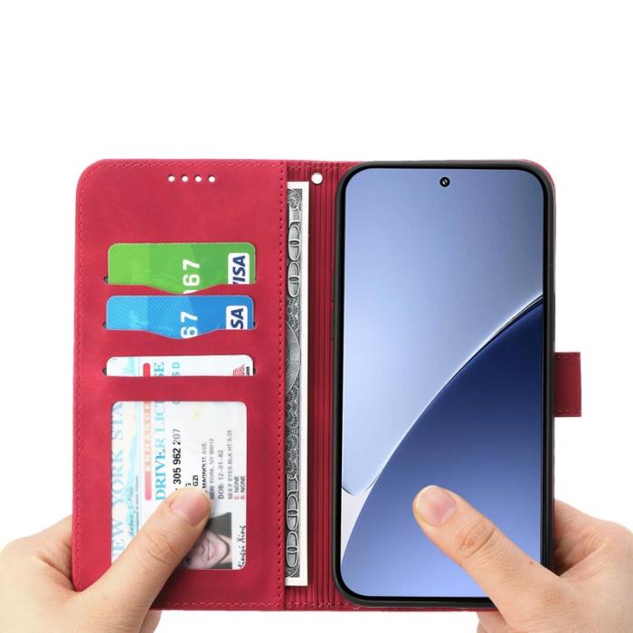 DIERFENG - DIERFENG DF-03 för Xiaomi 15 Ultra Plånboksfodral Konstläder - Röd