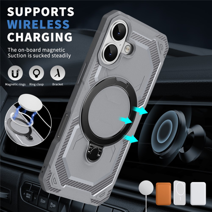 A-One Brand - iPhone 17 Mobilskal MagSafe Kickstand TPU + PC - Grå