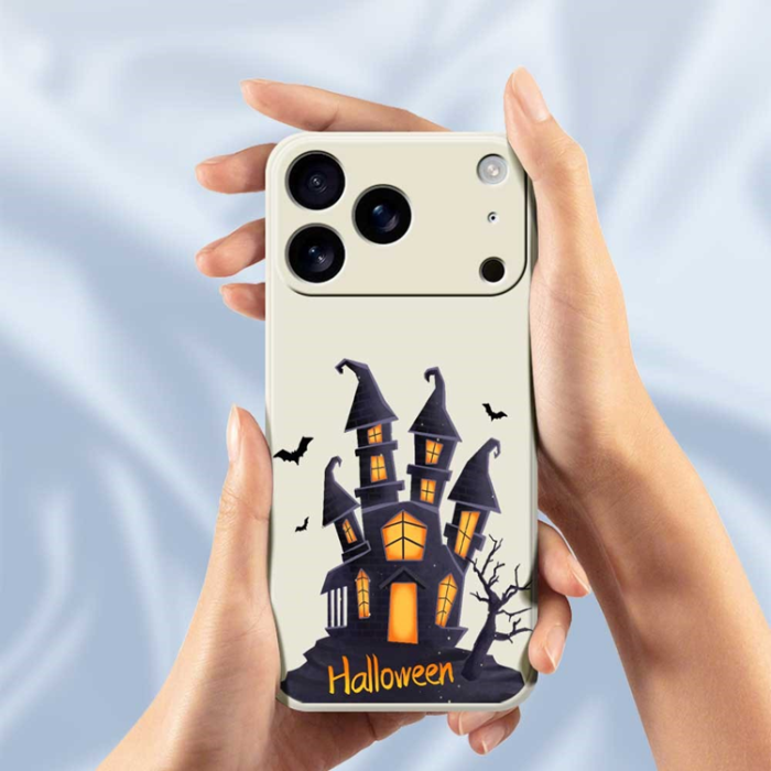 A-One Brand - iPhone 17 Pro Mobilskal med Halloween Castle Pattern TPU - Svart