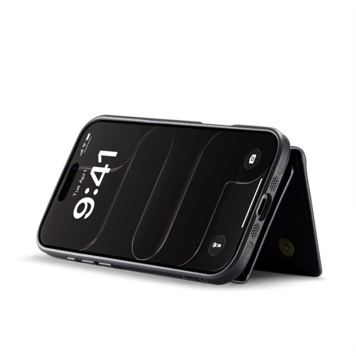 DG.MING - DG.MING M5 Series iPhone Air Plånboksfodral Avtagbart Konstläder Svart