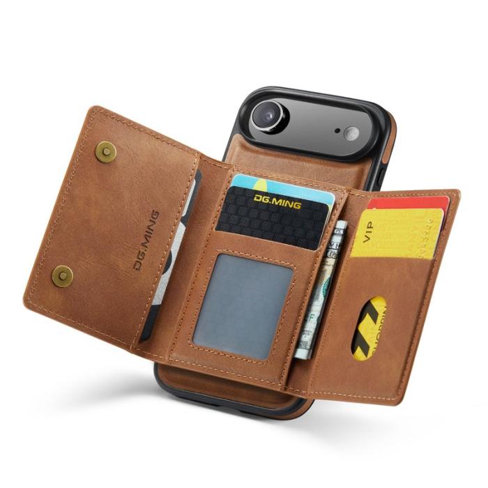 DG.MING - DG.MING M5 Series iPhone Air Plånboksfodral Konstläder Magnetiskt Brun