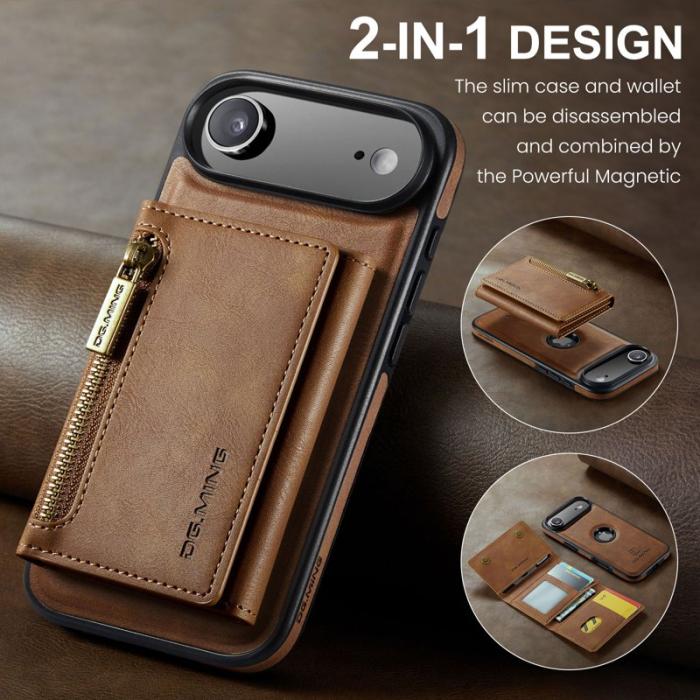 DG.MING - DG.MING M5 Series iPhone Air Plånboksfodral Konstläder Magnetiskt Brun