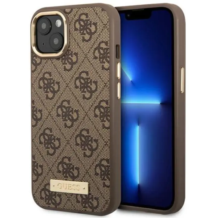 Guess - GUESS iPhone 14 Mobilskal MagSafe Logo Plate - Brun