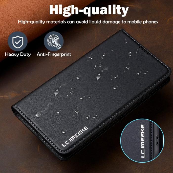 LC.imeeke - LC.IMEEKE L1 Series iPhone XS/X Plånboksfodral Konstläder - Svart