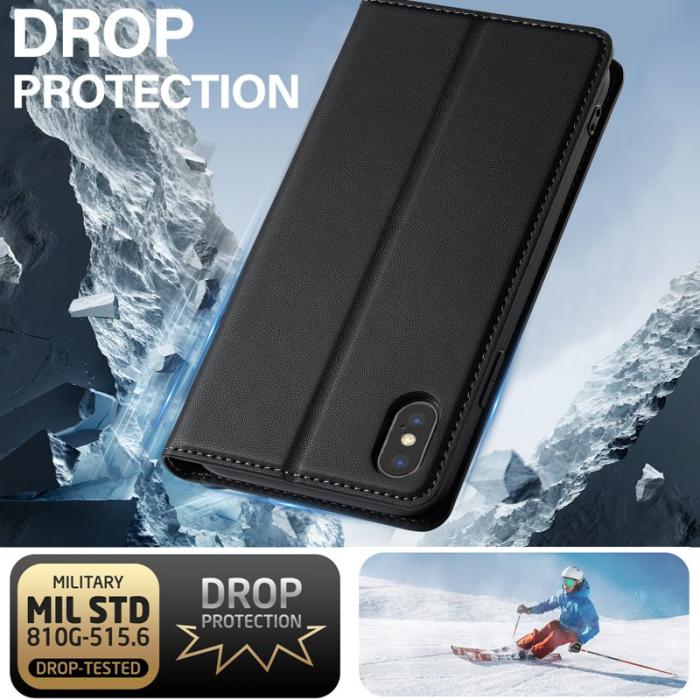 LC.imeeke - LC.IMEEKE L1 Series iPhone XS/X Plånboksfodral Konstläder - Svart