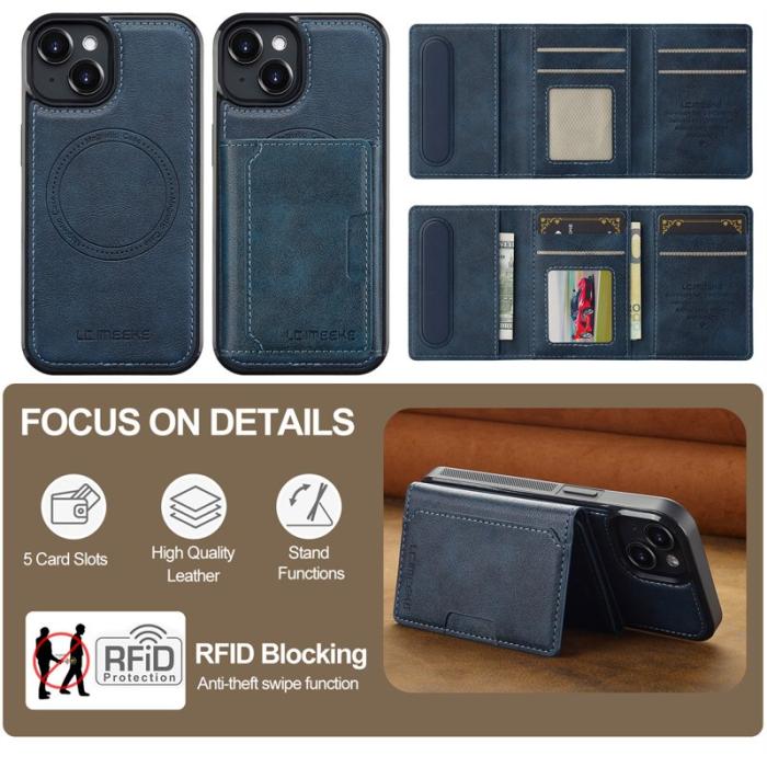 LC.imeeke - LC.IMEEKE L5 iPhone 13 Fodral KonstLäder - Blå