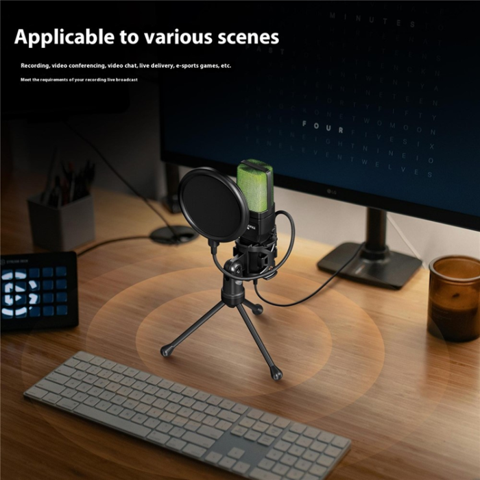 A-One Brand - YANMAI Datorspelmikrofon USB-kondensatormikrofon med RGB-ljus SF-777R
