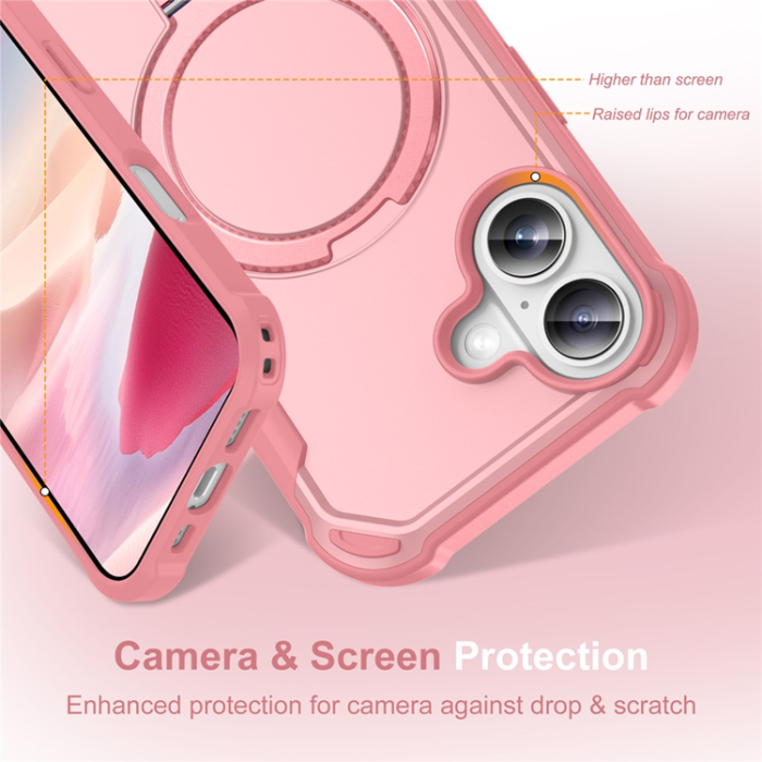 A-One Brand - iPhone 17 Mobilskal MagSafe TPU+PC Kickstand Shockproof - Rosa
