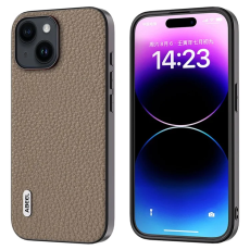 ABEEL - ABEEL iPhone 15 Mobilskal Äkta Läder Litchi - Khaki