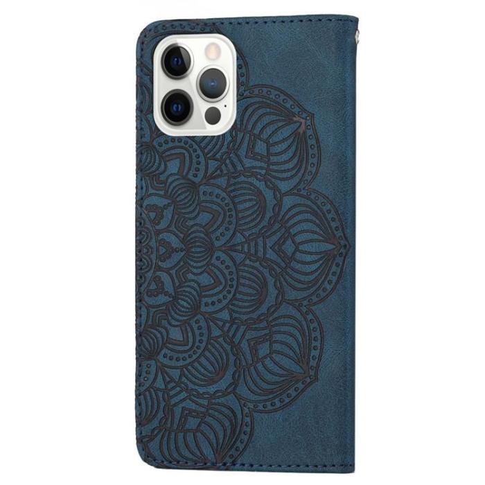 A-One Brand - iPhone 14 Pro Plånboksfodral Mandala Flower - Blå