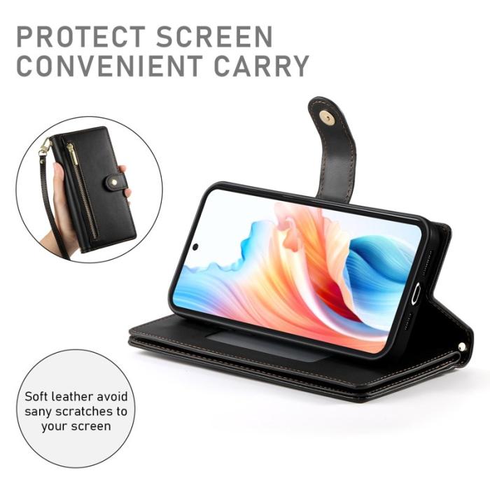 OEM - Samsung Galaxy S26 Fodral Dragkedja Äkta Läder - Svart