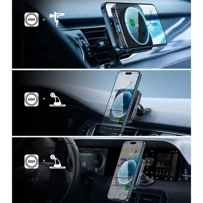 ESR - ESR Qi2 Trådlös Biladdare Magnetisk Magsafe Halolock 15W - Svart