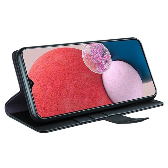 A-One Brand - Folio Flip Äkta Läder Plånboksfodral Galaxy A13 4G - Svart