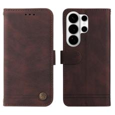 OEM - Samsung Galaxy S26 Ultra Fodral &Auml;kta L&auml;der St&auml;ll med Rem - Brun