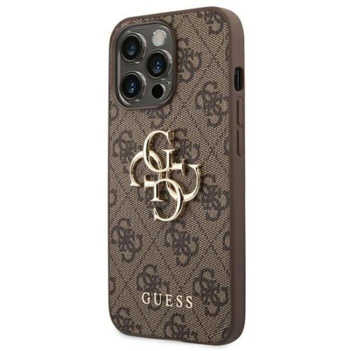 Guess - GUESS iPhone 14 Pro Max Skal Big Metall Logo - Brun