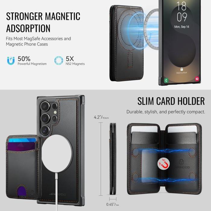 OEM - JEEHOOD Samsung Galaxy S24 Ultra Fodral KonstLäder - Svart