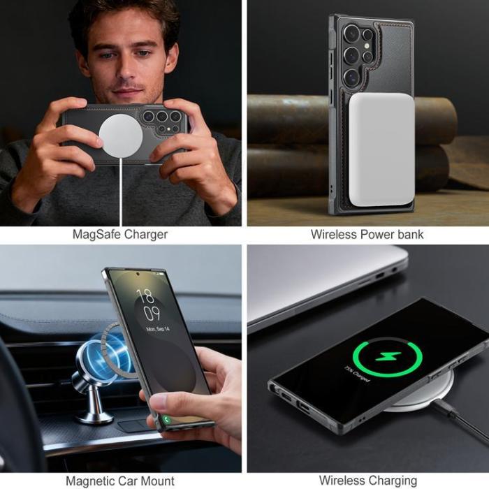 OEM - JEEHOOD Samsung Galaxy S24 Ultra Fodral KonstLäder - Svart