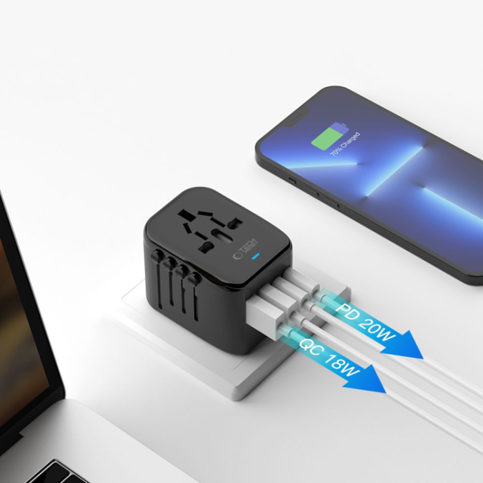 Tech-Protect - Tech-Protect Reseadapter EU/UK/US/AU TA200 - Svart