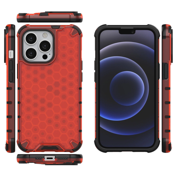 OEM - iPhone 13 Pro Mobilskal Honeycomb Armor - Röd