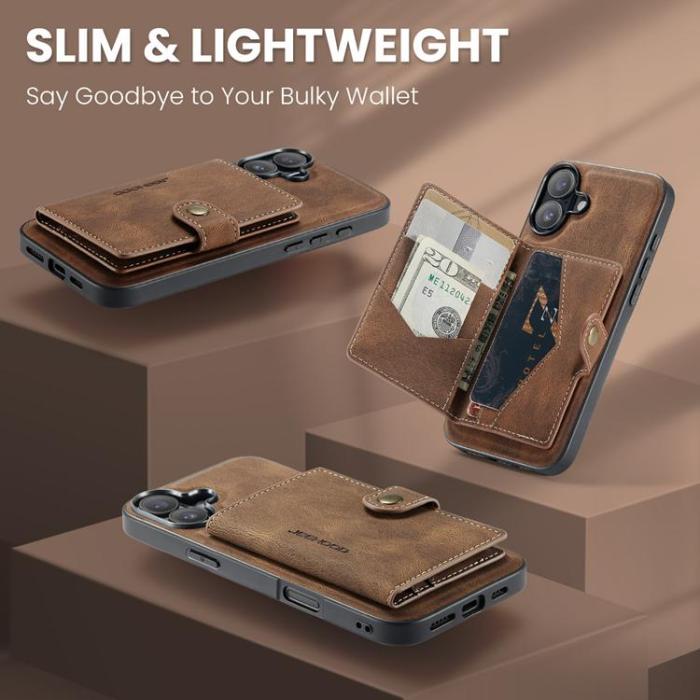 OEM - JEEHOOD iPhone 17 Mobilskal KonstLäder + Plast Avtagbar - Brun