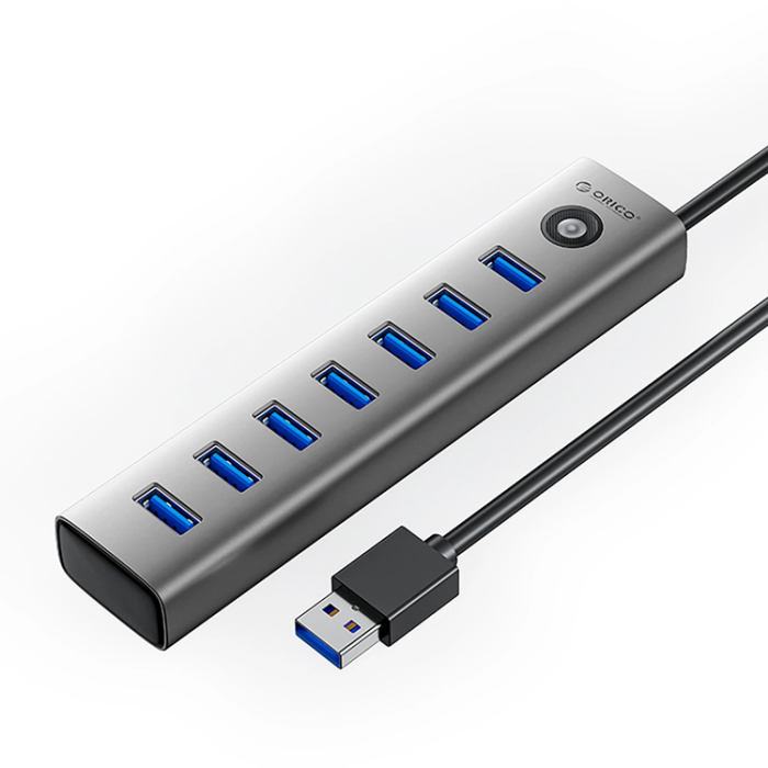 ORICO - Orico Hubb 7xUSB-A 3.0 1xUSB-C 5V/3A 1m - Grå
