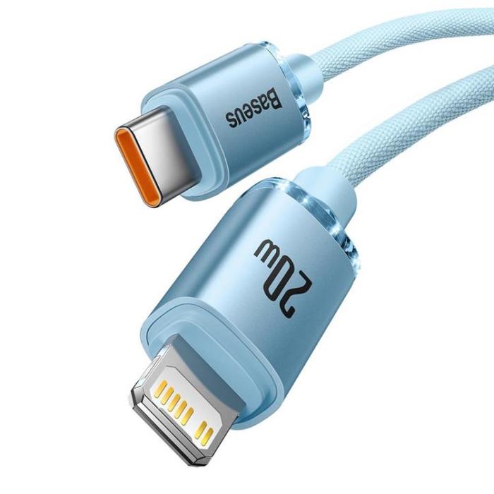 BASEUS - Baseus USB-C Till Lightning Kabel 20W 2m Crystal Shine Sky Blå