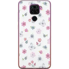 Gustaf - Mobilskal till Xiaomi Redmi Note 9 med Blommor och fj&auml;rillar