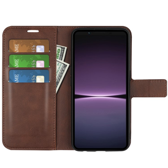 OEM - Sony Xperia 1 V Plånboksfodral Folio Flip Calf - Brun