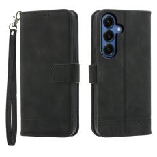 DIERFENG - DIERFENG Samsung Galaxy S26 Fodral L&auml;der Med Handledsrem - Svart