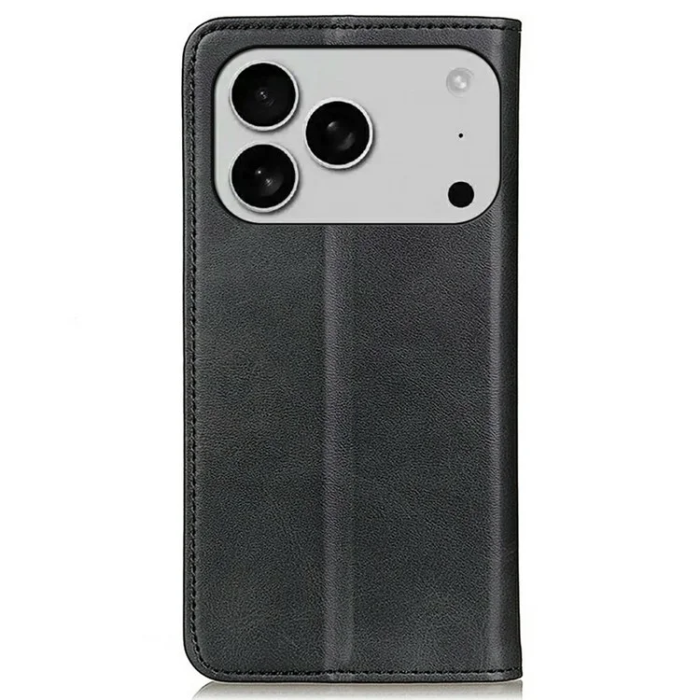 A-One Brand - iPhone 17 Pro Max Plånboksfodral Äkta läder - Svart