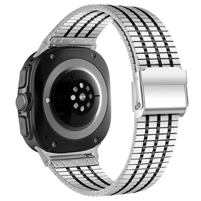 A-One Brand - Galaxy Watch 8/8 Classic (40/44/46mm) Armband Stainless Steel - Silver/Svart
