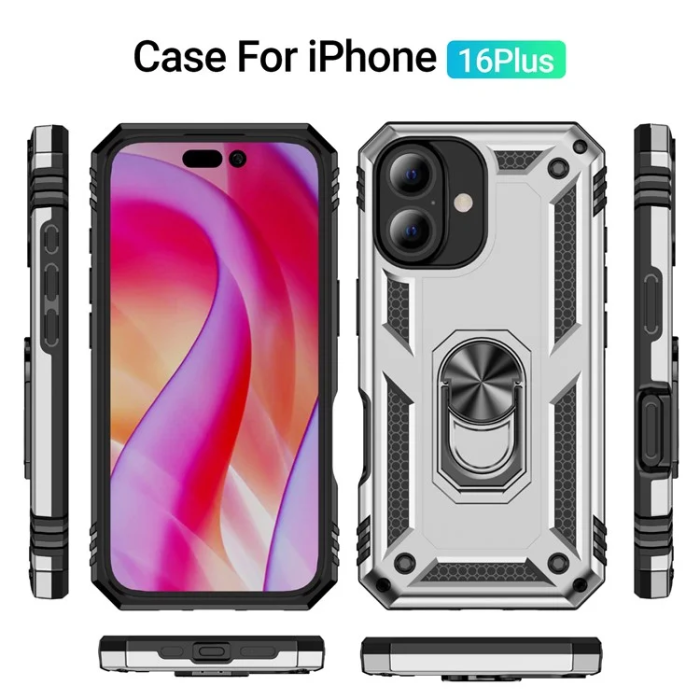 A-One Brand - iPhone 16 Plus Mobilskal med Kickstand - Silver