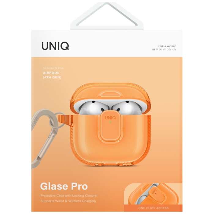 UNIQ - UNIQ AirPods 4 Skal Glase Pro Lock - Orange