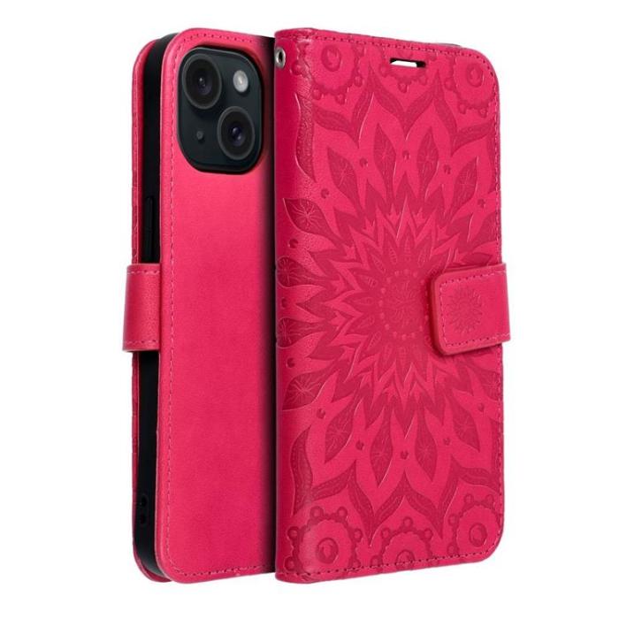OEM - iPhone 15 Plånboksfodral Mezzo Mandala - Magenta