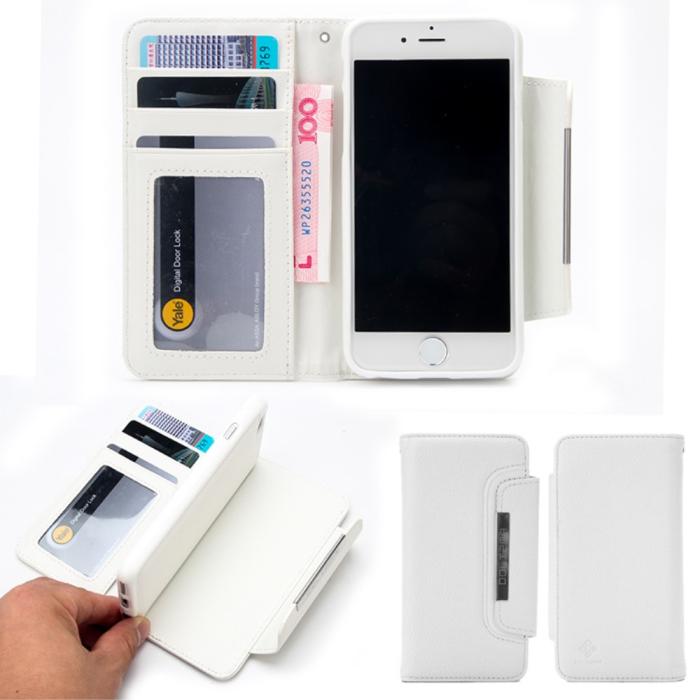 A-One Brand - Litchi Detachable Plånboksfodral till iPhone 7/8/SE 2020 - Vit