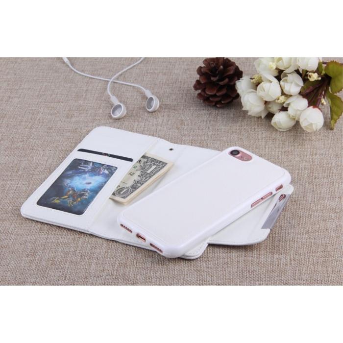 A-One Brand - Litchi Detachable Plånboksfodral till iPhone 7/8/SE 2020 - Vit
