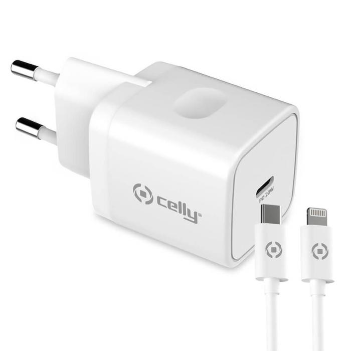 Celly - Celly - USB-laddare USB-C PD 20W + Lightningkabel