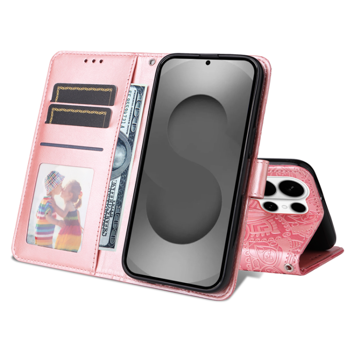 A-One Brand - Galaxy S26 Ultra Plånboksfodral Sunflower Imprint Läder - Rosa