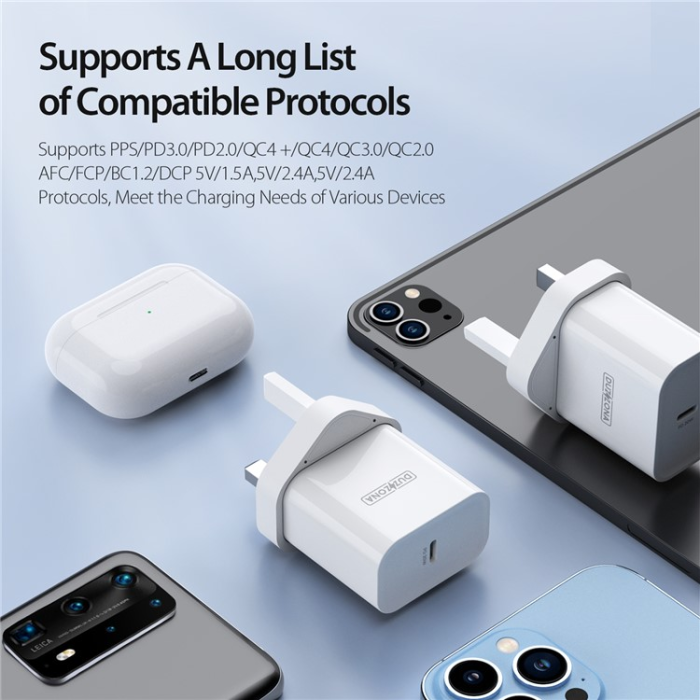 DUZZONA - DUZZONA Snabbladdare 20W USB-C UK T3 PD - Vit
