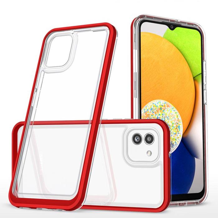 OEM - Galaxy A03 Skal Clear 3in1 - Röd