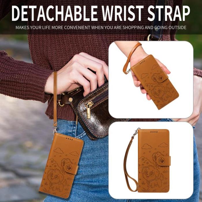 A-One Brand - Xiaomi 17 Pro Plånboksfodral RFID Dog Pattern Med Handledsrem - Brun