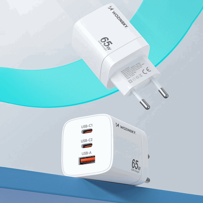 Wozinsky - Wozinsky Väggladdare CGWCW 65W USB-A/2 x USB-C GaN - Vit