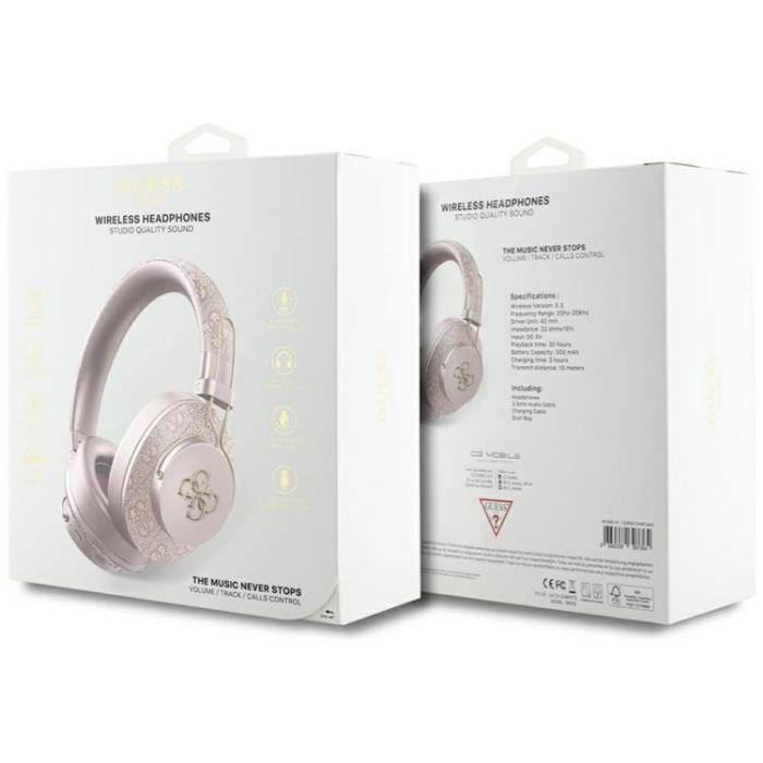 Guess - Guess Over-Ear Hörlurar Bluetooth ENC Metal 4G Logo - Rosa