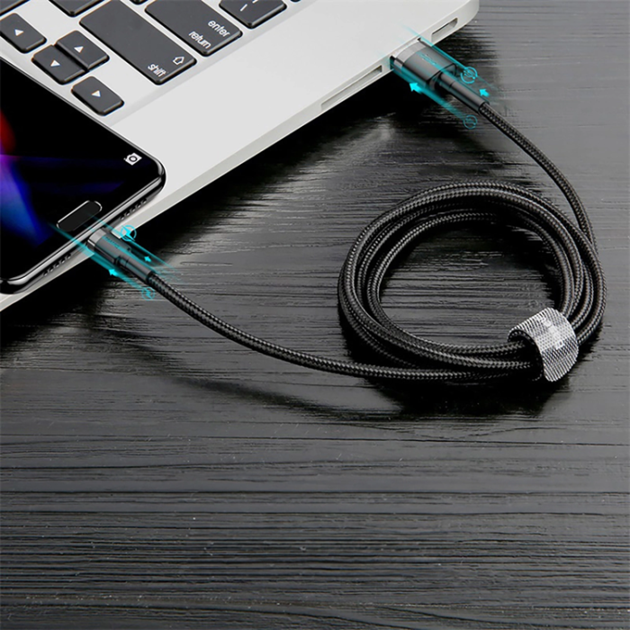 BASEUS - Baseus USB-C till USB-A kabel Cafule QC 3.0 3A 0.5m - Svart/Grå