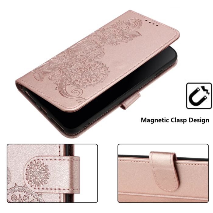 A-One Brand - iPhone 17 Pro Max Plånboksfodral Mandala Flower - Roséguld