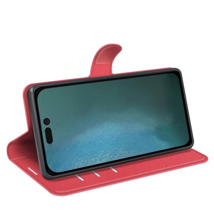 OEM - Litchi Flip iPhone 14 Plus Plånboksfodral - Röd